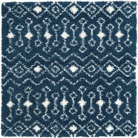 Navy Blue 6' 1 x 6' 1 Moroccan Trellis Shag Square Rug