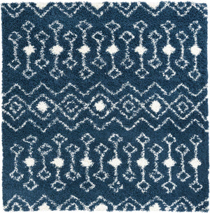 Navy Blue 7' 1 x 7' 1 Moroccan Trellis Shag Square Rug