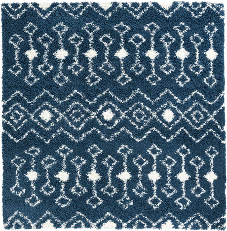 Navy Blue 7' 1 x 7' 1 Moroccan Trellis Shag Square Rug