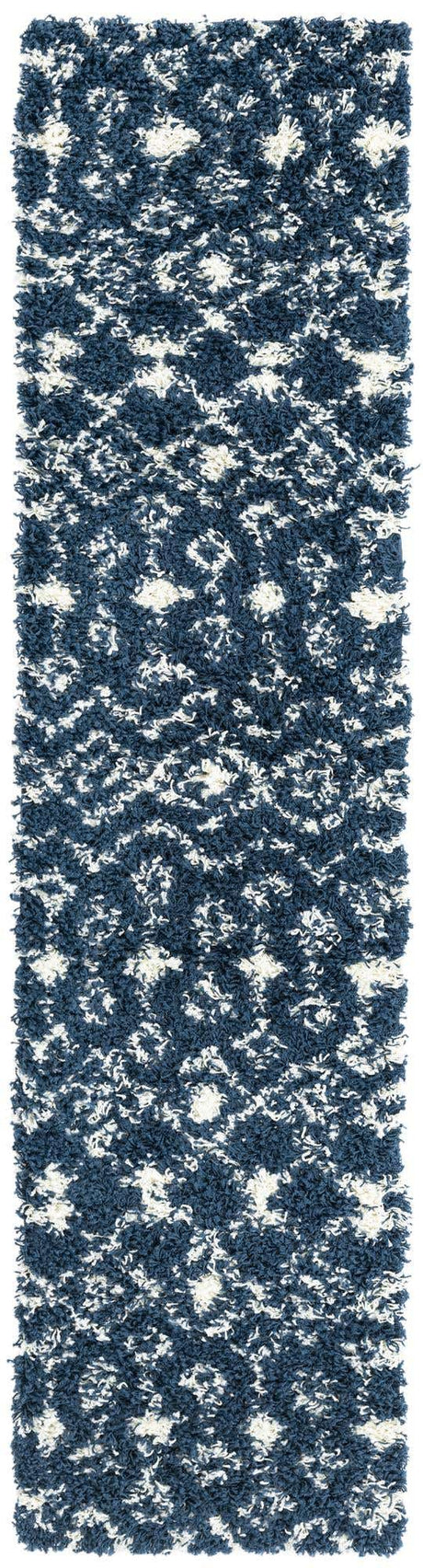 Navy Blue 2' x 8' Moroccan Trellis Shag Runner Rug