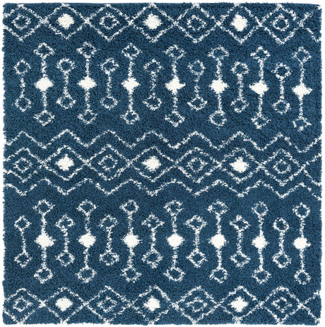 Navy Blue 8' x 8' Moroccan Trellis Shag Square Rug