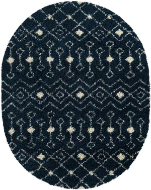 Navy Blue 8' x 10' Moroccan Trellis Shag Oval Rug