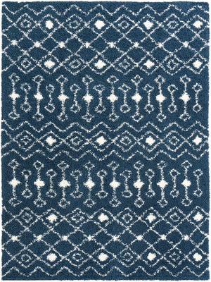 Navy Blue 9' x 12' Moroccan Trellis Shag Rectangle Rug