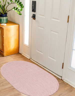 Whisper Pink 2' x 3' 1 Outdoor Solid Oval Area Rug Weather Resistant for Patio, Deck, Terrace, Balcony, Porch 100% Polypropylene Minimalist Waterproof Carpet for Sale at Rug Engine