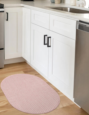 Whisper Pink 2' x 3' 1 Outdoor Solid Oval Area Rug Weather Resistant for Patio, Deck, Terrace, Balcony, Porch 100% Polypropylene Minimalist Waterproof Carpet for Sale at Rug Engine