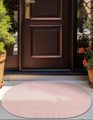 Whisper Pink 2' x 3' 1 Outdoor Solid Oval Area Rug Weather Resistant for Patio, Deck, Terrace, Balcony, Porch 100% Polypropylene Minimalist Waterproof Carpet for Sale at Rug Engine