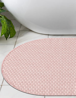 Whisper Pink 2' x 3' 1 Outdoor Solid Oval Area Rug Weather Resistant for Patio, Deck, Terrace, Balcony, Porch 100% Polypropylene Minimalist Waterproof Carpet for Sale at Rug Engine