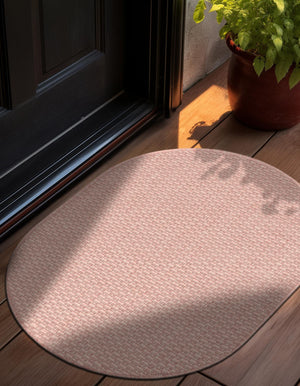 Whisper Pink 2' x 3' 1 Outdoor Solid Oval Area Rug Weather Resistant for Patio, Deck, Terrace, Balcony, Porch 100% Polypropylene Minimalist Waterproof Carpet for Sale at Rug Engine