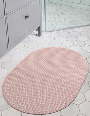 Whisper Pink 2' x 3' 1 Outdoor Solid Oval Area Rug Weather Resistant for Patio, Deck, Terrace, Balcony, Porch 100% Polypropylene Minimalist Waterproof Carpet for Sale at Rug Engine