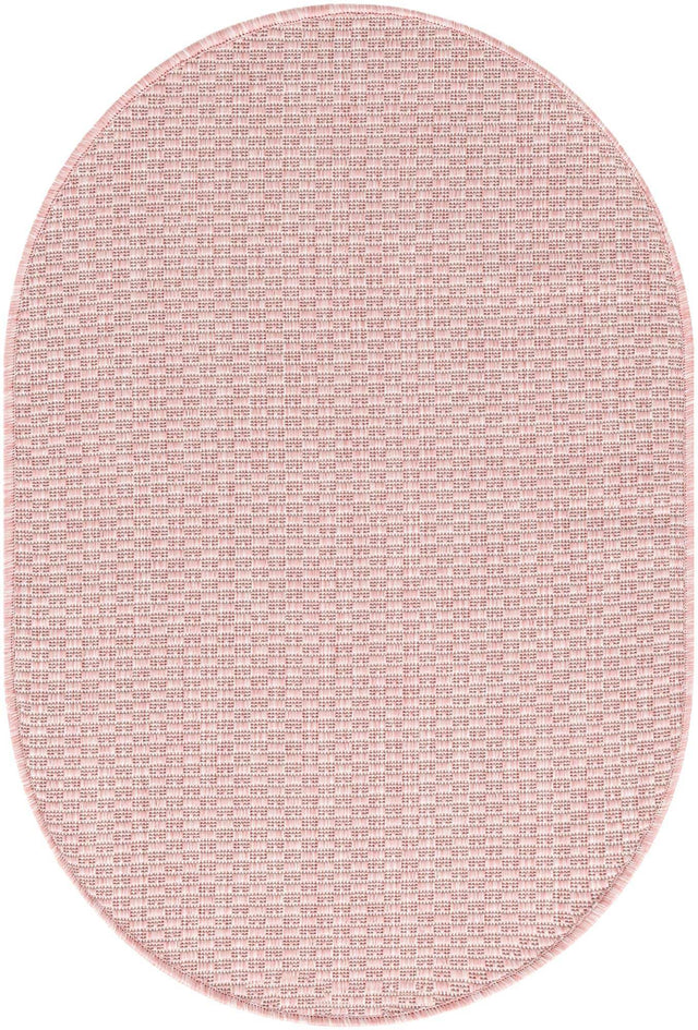 Whisper Pink 2' x 3' 1 Outdoor Solid Oval Area Rug Weather Resistant for Patio, Deck, Terrace, Balcony, Porch 100% Polypropylene Minimalist Waterproof Carpet for Sale at Rug Engine