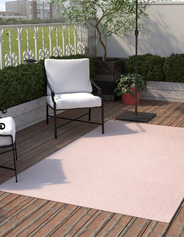 Whisper Pink 4' 1 x 6' 1 Outdoor Solid Rectangle Area Rug Weather Resistant for Patio, Deck, Terrace, Balcony, Porch 100% Polypropylene Minimalist Waterproof Carpet for Sale at Rug Engine