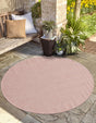 Whisper Pink 10' 8 x 10' 8 Outdoor Solid Round Area Rug Weather Resistant for Patio, Deck, Terrace, Balcony, Porch 100% Polypropylene Minimalist Waterproof Carpet for Sale at Rug Engine