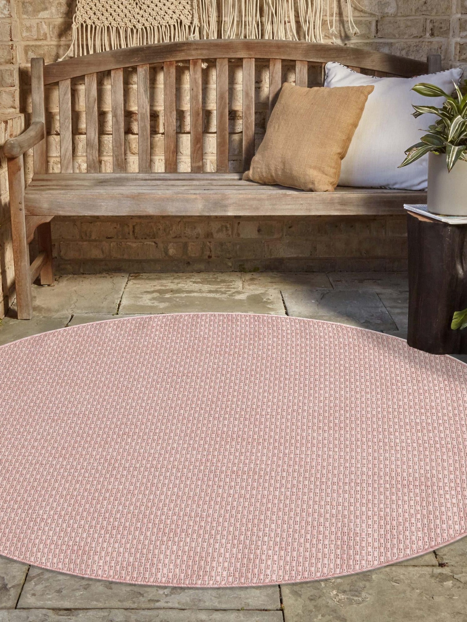 Whisper Pink 10' 8 x 10' 8 Outdoor Solid Round Area Rug Weather Resistant for Patio, Deck, Terrace, Balcony, Porch 100% Polypropylene Minimalist Waterproof Carpet for Sale at Rug Engine