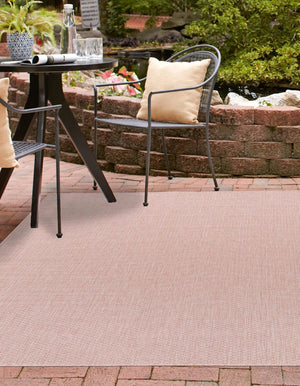 Whisper Pink 10' 8 x 10' 8 Outdoor Solid Square Area Rug Weather Resistant for Patio, Deck, Terrace, Balcony, Porch 100% Polypropylene Minimalist Waterproof Carpet for Sale at Rug Engine