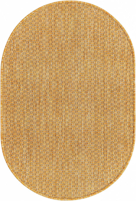 Corn Harvest Yellow 2' x 3' 1 Outdoor Solid Oval Rug