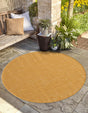Corn Harvest Yellow 4' 1 x 4' 1 Outdoor Solid Round Area Rug Weather Resistant for Patio, Deck, Terrace, Balcony, Porch 100% Polypropylene Minimalist Waterproof Carpet for Sale at Rug Engine