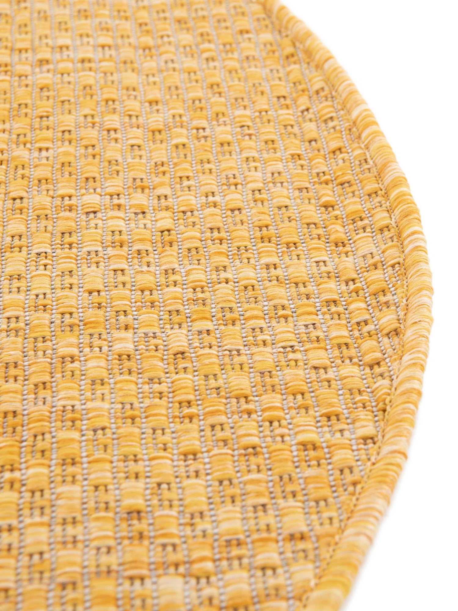 Corn Harvest Yellow 4' 1 x 4' 1 Outdoor Solid Round Area Rug Weather Resistant for Patio, Deck, Terrace, Balcony, Porch 100% Polypropylene Minimalist Waterproof Carpet for Sale at Rug Engine