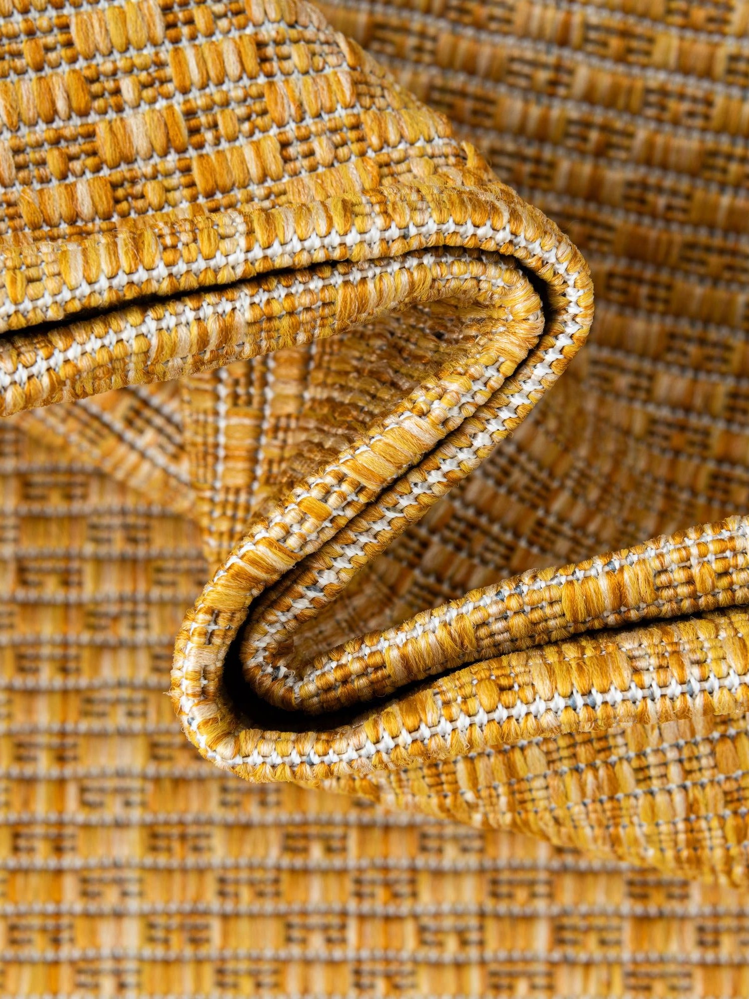 Corn Harvest Yellow 7' 10 x 7' 10 Outdoor Solid Round Area Rug Weather Resistant for Patio, Deck, Terrace, Balcony, Porch 100% Polypropylene Minimalist Waterproof Carpet for Sale at Rug Engine