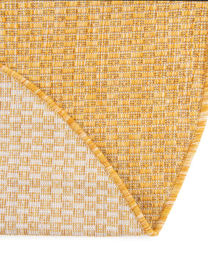 Corn Harvest Yellow 7' 10 x 7' 10 Outdoor Solid Round Area Rug Weather Resistant for Patio, Deck, Terrace, Balcony, Porch 100% Polypropylene Minimalist Waterproof Carpet for Sale at Rug Engine