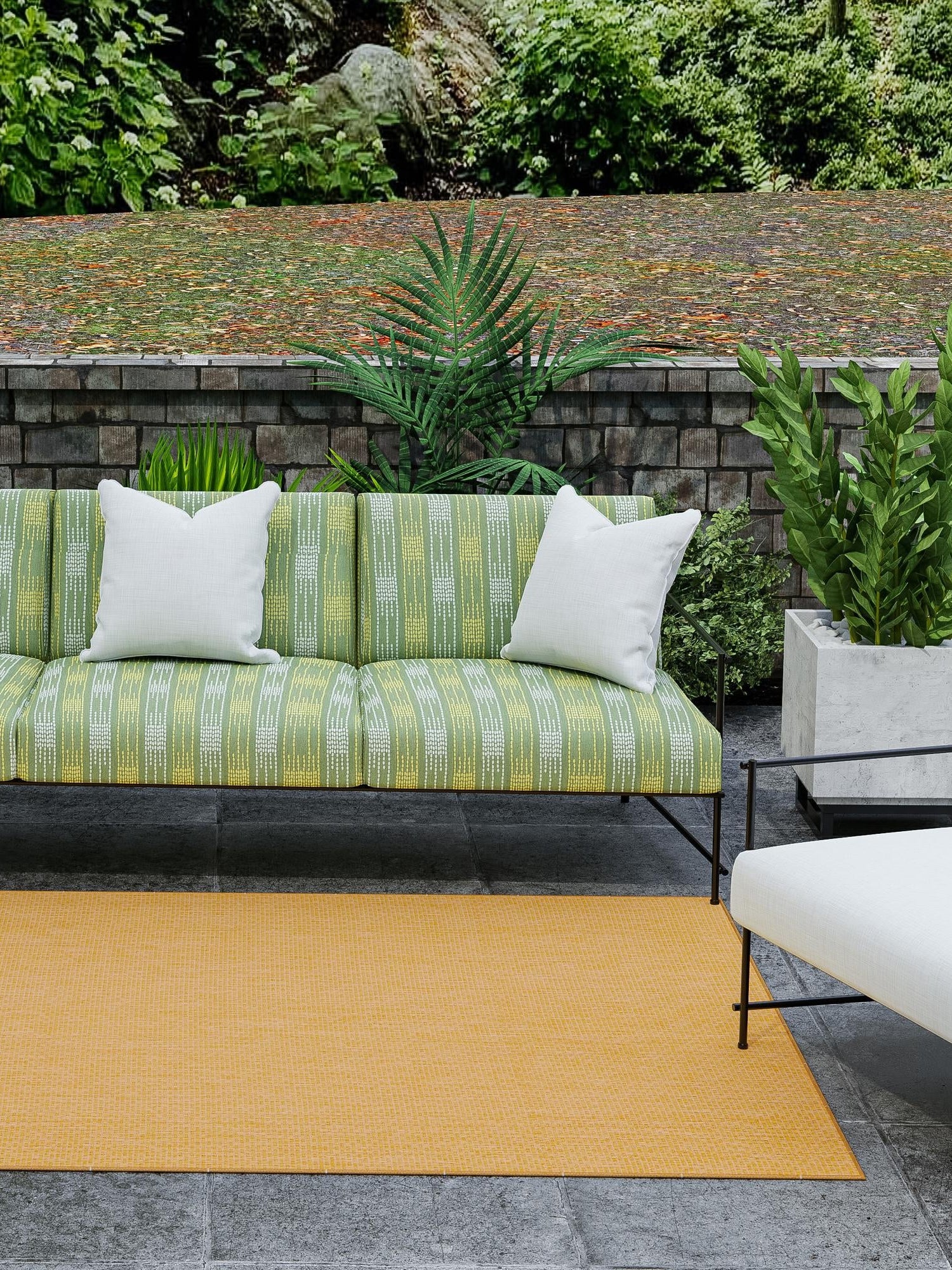 Corn Harvest Yellow 7' 10 x 10' Outdoor Solid Rectangle Area Rug Weather Resistant for Patio, Deck, Terrace, Balcony, Porch 100% Polypropylene Minimalist Waterproof Carpet for Sale at Rug Engine