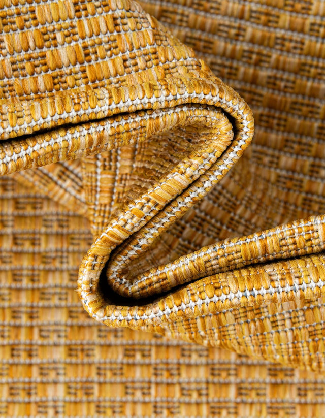 Corn Harvest Yellow 7' 10 x 10' Outdoor Solid Rectangle Area Rug Weather Resistant for Patio, Deck, Terrace, Balcony, Porch 100% Polypropylene Minimalist Waterproof Carpet for Sale at Rug Engine