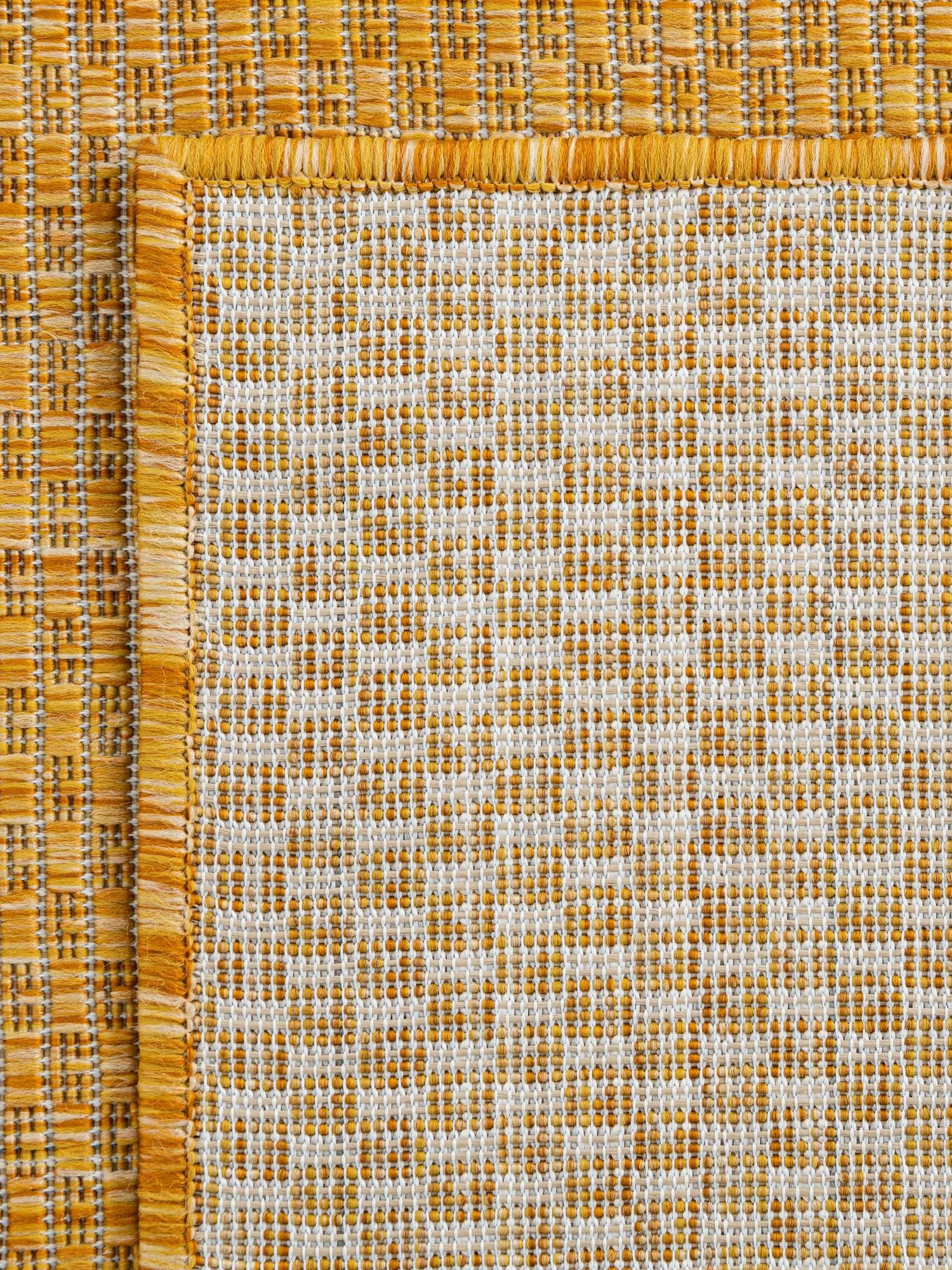 Corn Harvest Yellow 5' 3 x 8' Outdoor Solid Rectangle Area Rug Weather Resistant for Patio, Deck, Terrace, Balcony, Porch 100% Polypropylene Minimalist Waterproof Carpet for Sale at Rug Engine