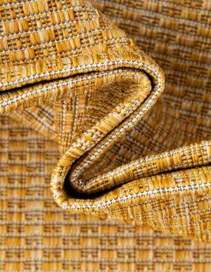 Corn Harvest Yellow 2' x 6' 1 Outdoor Solid Runner Area Rug Weather Resistant for Patio, Deck, Terrace, Balcony, Porch 100% Polypropylene Minimalist Waterproof Carpet for Sale at Rug Engine
