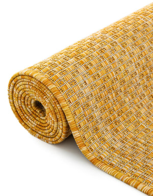 Corn Harvest Yellow 2' x 6' 1 Outdoor Solid Runner Area Rug Weather Resistant for Patio, Deck, Terrace, Balcony, Porch 100% Polypropylene Minimalist Waterproof Carpet for Sale at Rug Engine