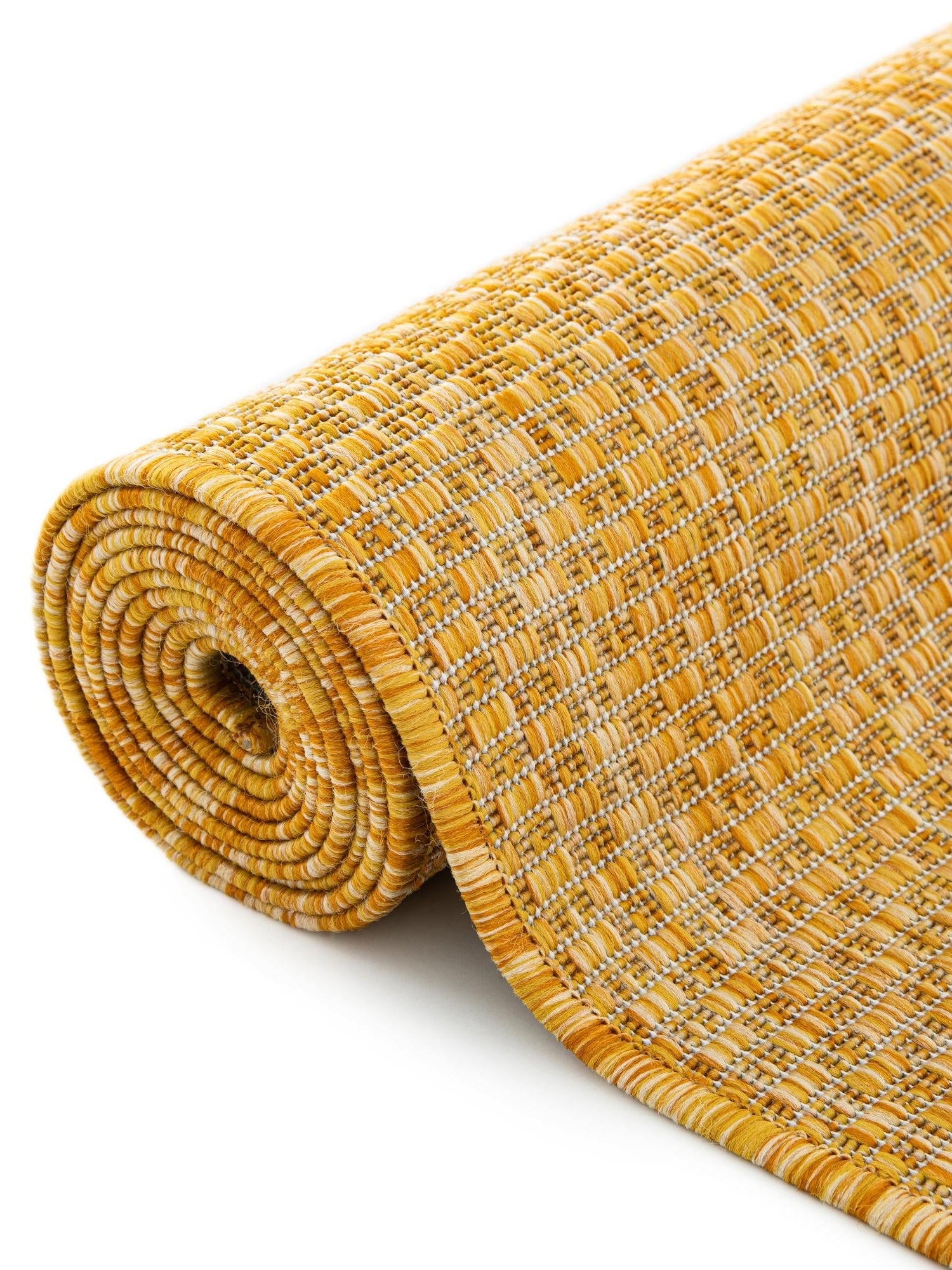 Corn Harvest Yellow 2' x 8' Outdoor Solid Runner Area Rug Weather Resistant for Patio, Deck, Terrace, Balcony, Porch 100% Polypropylene Minimalist Waterproof Carpet for Sale at Rug Engine