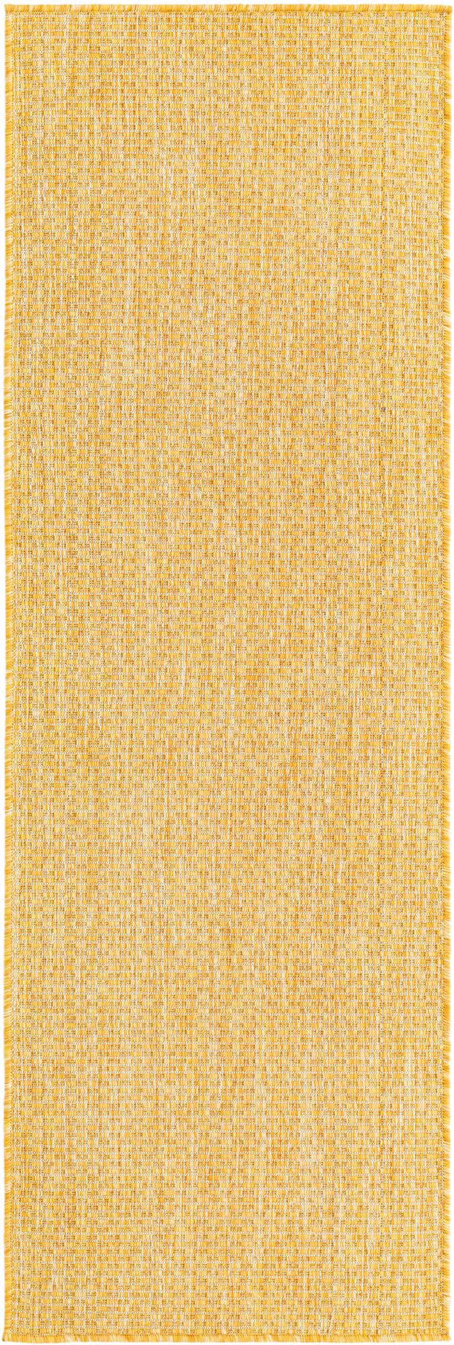 Corn Harvest Yellow 2' x 6' 1 Outdoor Solid Runner Area Rug Weather Resistant for Patio, Deck, Terrace, Balcony, Porch 100% Polypropylene Minimalist Waterproof Carpet for Sale at Rug Engine