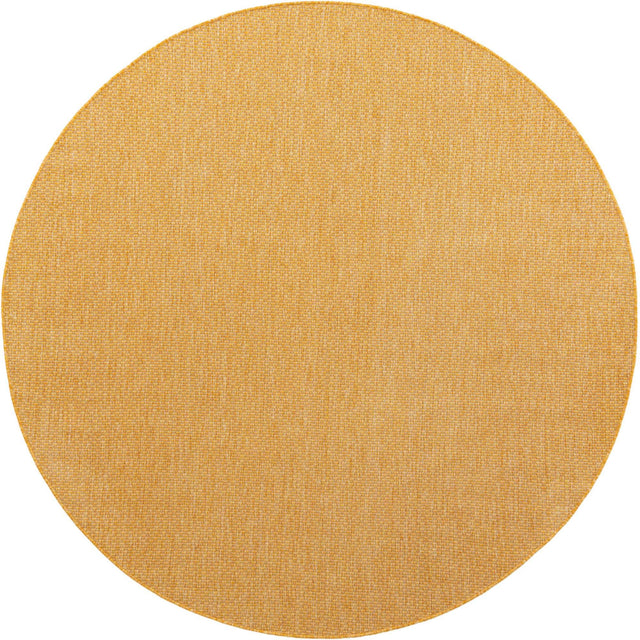 Corn Harvest Yellow 7' 10 x 7' 10 Outdoor Solid Round Area Rug Weather Resistant for Patio, Deck, Terrace, Balcony, Porch 100% Polypropylene Minimalist Waterproof Carpet for Sale at Rug Engine