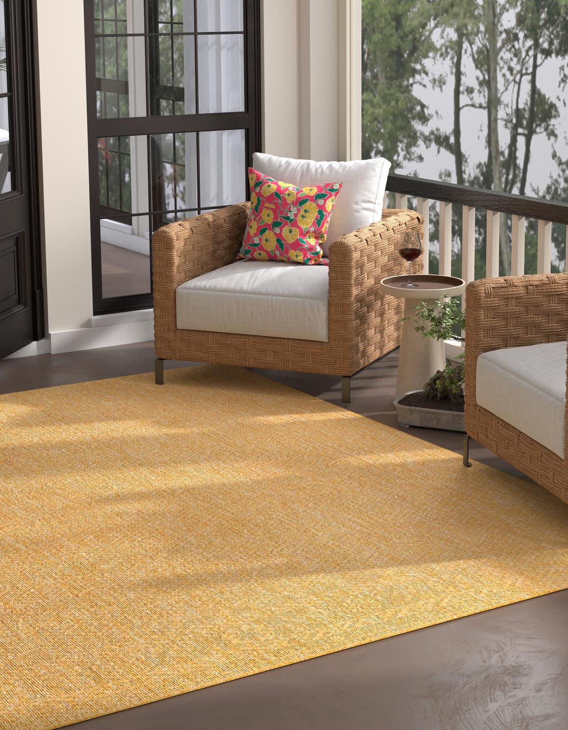 Corn Harvest Yellow 10' 8 x 10' 8 Outdoor Solid Square Area Rug Weather Resistant for Patio, Deck, Terrace, Balcony, Porch 100% Polypropylene Minimalist Waterproof Carpet for Sale at Rug Engine