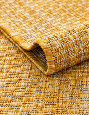 Corn Harvest Yellow 7' 10 x 7' 10 Outdoor Solid Square Area Rug Weather Resistant for Patio, Deck, Terrace, Balcony, Porch 100% Polypropylene Minimalist Waterproof Carpet for Sale at Rug Engine