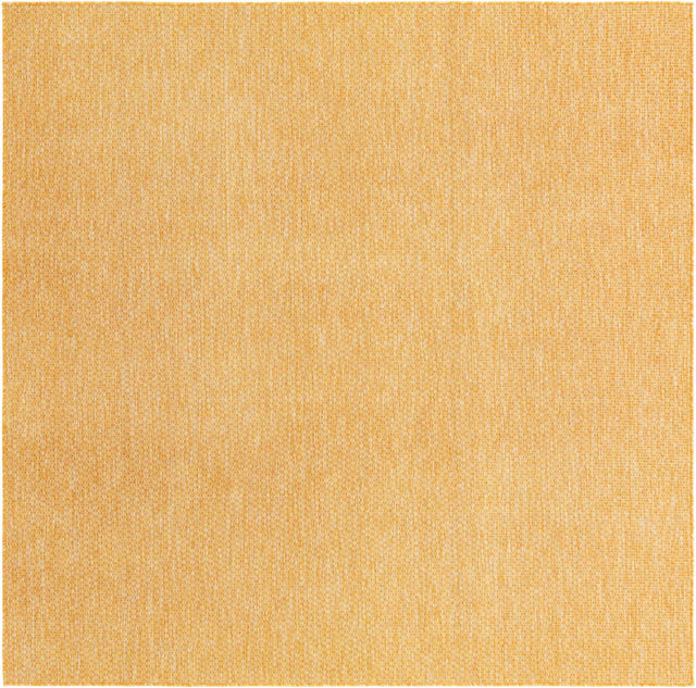 Corn Harvest Yellow 7' 10 x 7' 10 Outdoor Solid Square Area Rug Weather Resistant for Patio, Deck, Terrace, Balcony, Porch 100% Polypropylene Minimalist Waterproof Carpet for Sale at Rug Engine