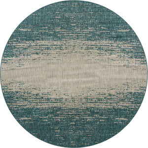Teal 11' x 11' Outdoor Modern Round Rug