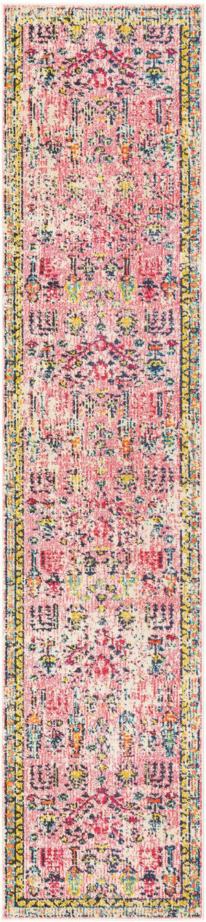 Pink 2' 7 x 12' Monterey Runner Area Rug 100% Polypropylene Colorful Easy Clean Traditional Carpet for Living Room, Bedrooms, Dining, Kitchen for Sale at Rug Engine
