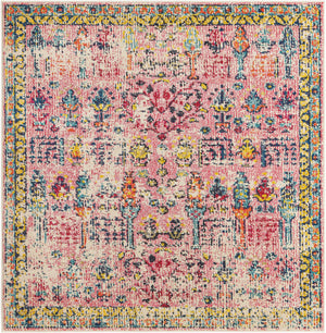 Pink 5' 3 x 5' 3 Monterey Square Area Rug 100% Polypropylene Colorful Easy Clean Traditional Carpet for Living Room, Bedrooms, Dining, Kitchen for Sale at Rug Engine