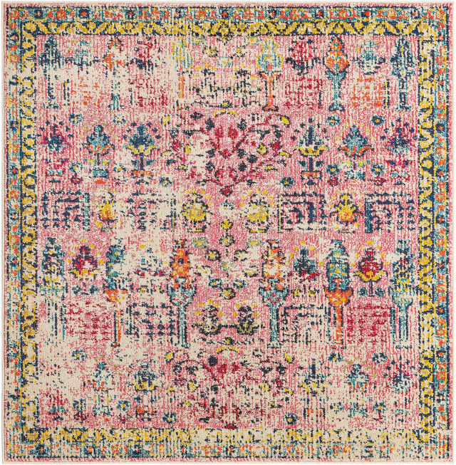 Pink 5' 3 x 5' 3 Monterey Square Area Rug 100% Polypropylene Colorful Easy Clean Traditional Carpet for Living Room, Bedrooms, Dining, Kitchen for Sale at Rug Engine