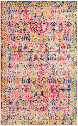 Pink 6' 1 x 9' Monterey Rectangle Area Rug 100% Polypropylene Colorful Easy Clean Traditional Carpet for Living Room, Bedrooms, Dining, Kitchen for Sale at Rug Engine