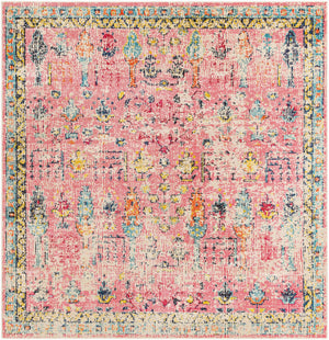 Pink 7' 10 x 7' 10 Monterey Square Area Rug 100% Polypropylene Colorful Easy Clean Traditional Carpet for Living Room, Bedrooms, Dining, Kitchen for Sale at Rug Engine