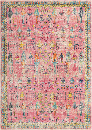 Pink 7' 10 x 11' Monterey Rectangle Area Rug 100% Polypropylene Colorful Easy Clean Traditional Carpet for Living Room, Bedrooms, Dining, Kitchen for Sale at Rug Engine
