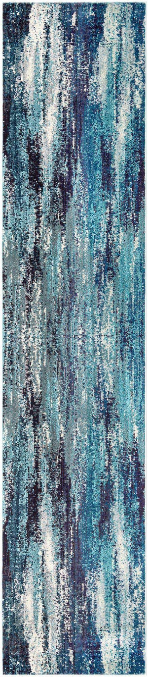 Blue 2' 7 x 12' Jardin Runner Area Rug 100% Polypropylene With Cotton Backing Colorful & Vivid Modern Carpet for Home Decor for Sale at Rug Engine