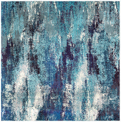 Blue 5' 3 x 5' 3 Jardin Square Area Rug 100% Polypropylene With Cotton Backing Colorful & Vivid Modern Carpet for Home Decor for Sale at Rug Engine