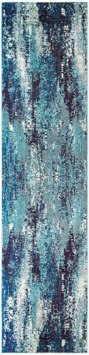 Blue 2' x 8' Jardin Runner Area Rug 100% Polypropylene With Cotton Backing Colorful & Vivid Modern Carpet for Home Decor for Sale at Rug Engine