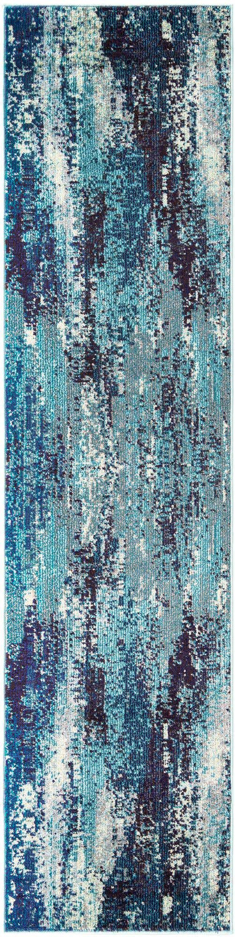 Blue 2' x 8' Jardin Runner Area Rug 100% Polypropylene With Cotton Backing Colorful & Vivid Modern Carpet for Home Decor for Sale at Rug Engine