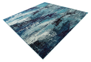 Blue 8' x 8' Jardin Square Area Rug 100% Polypropylene With Cotton Backing Colorful & Vivid Modern Carpet for Home Decor for Sale at Rug Engine
