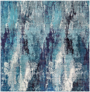 Blue 8' x 8' Jardin Square Area Rug 100% Polypropylene With Cotton Backing Colorful & Vivid Modern Carpet for Home Decor for Sale at Rug Engine