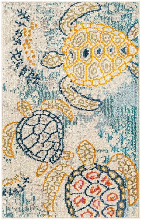 Beige 2' x 3' 1 Positano Rectangle Area Rug Coastal Marine Beach Design Carpet for Modern Living Rooms, Dining, Bedroom, Office for Sale at Rug Engine