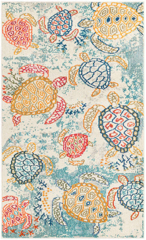 Beige 3' 3 x 5' 3 Positano Rectangle Area Rug Coastal Marine Beach Design Carpet for Modern Living Rooms, Dining, Bedroom, Office for Sale at Rug Engine