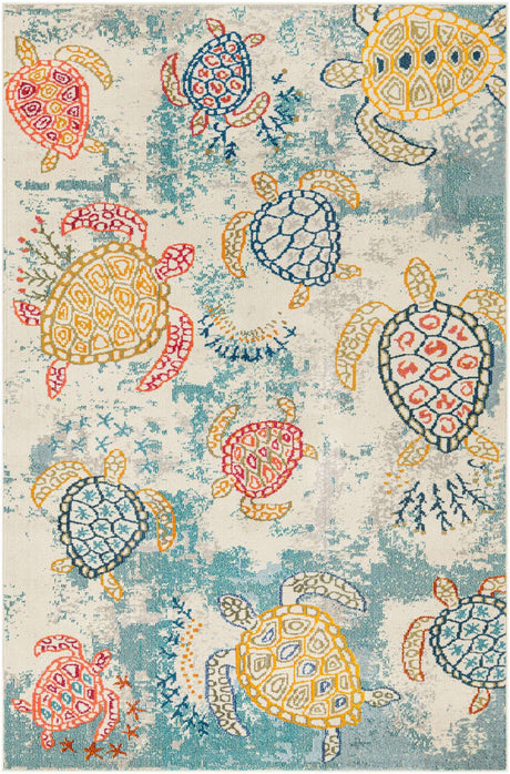 Beige 6' 1 x 9' Positano Rectangle Area Rug Coastal Marine Beach Design Carpet for Modern Living Rooms, Dining, Bedroom, Office for Sale at Rug Engine
